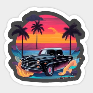 Beach drive in grandpas truck Sticker